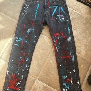 Levi's Black Jeans with Red and Blue Accents